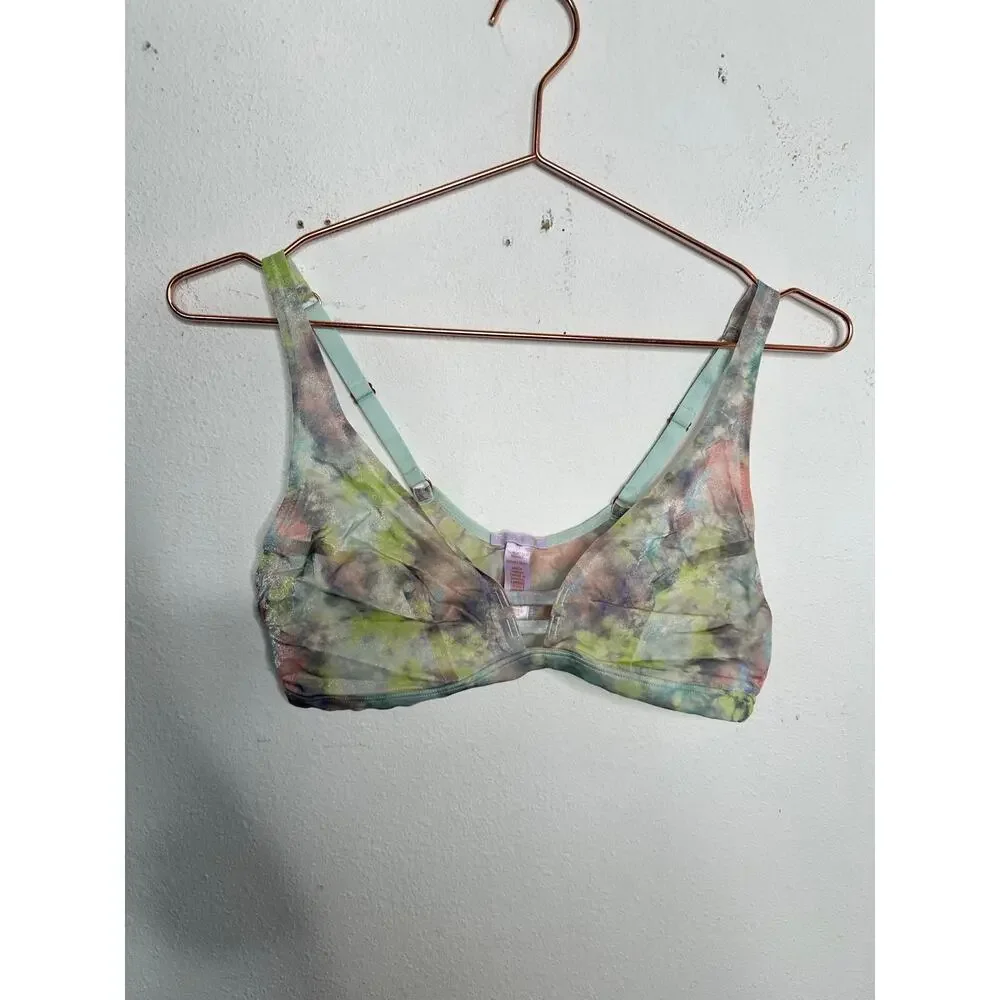 SAVAGE x FENTY Green Tye-Dye Style Adjustable Straps Cutout Front Bra size L